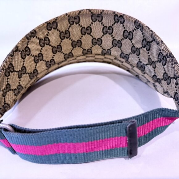 Vintage GUCCI GG Pattern Sun Visor Grey Used Size O/S - Picture 3 of 6